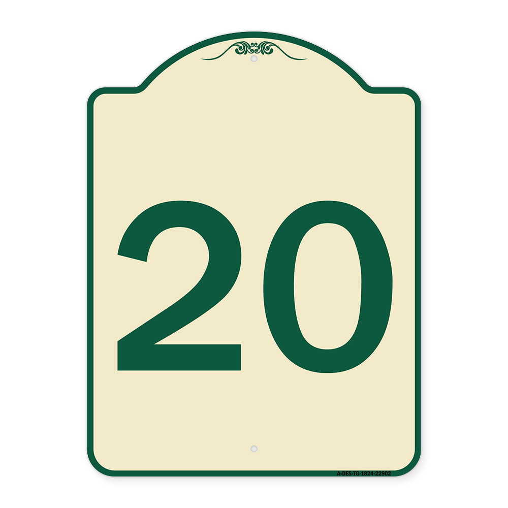 SignMission Designer Series Sign - Sign with Number '20 | Tan & Green ...