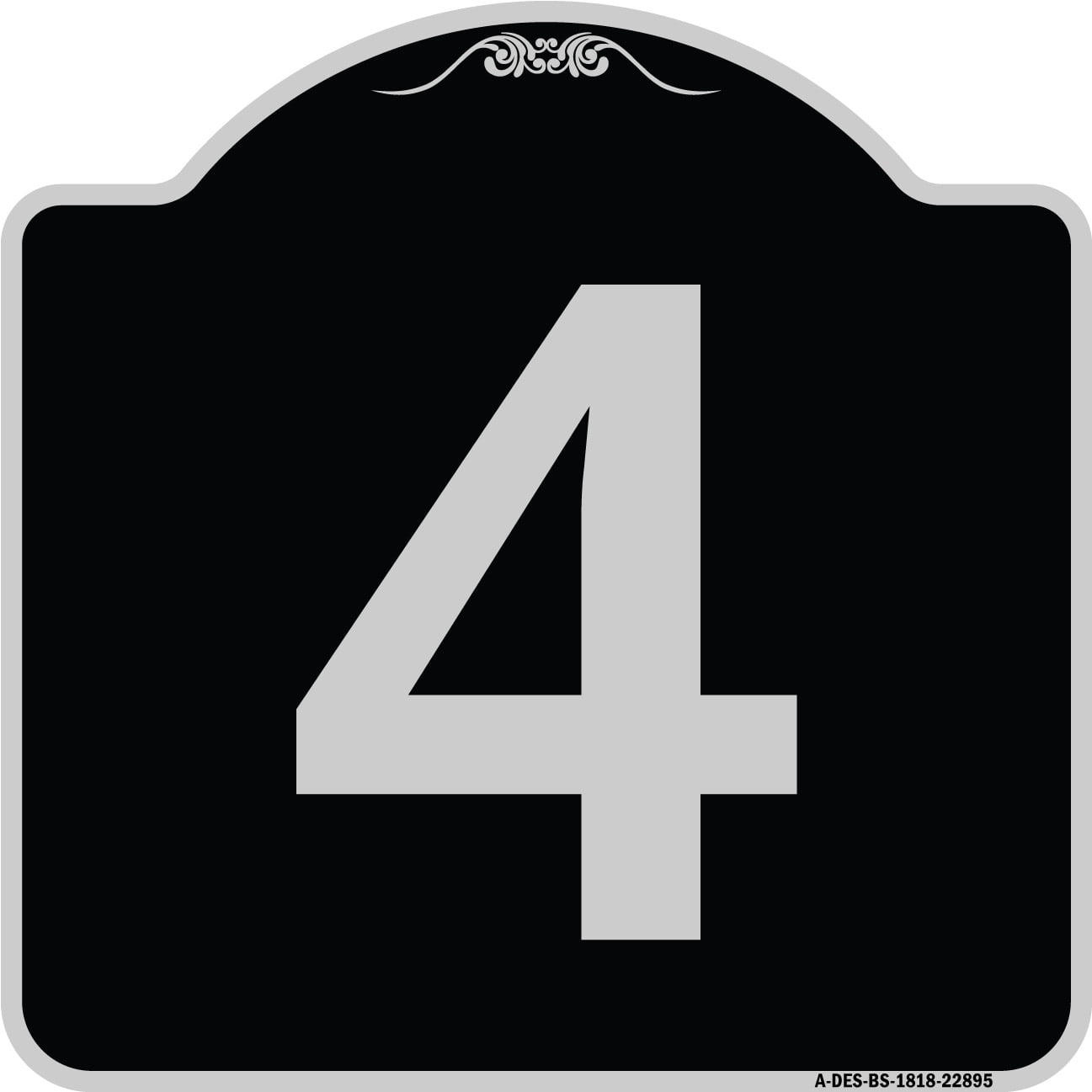 SignMission Designer Series Sign - Sign with Number 4 | Black & Silver ...