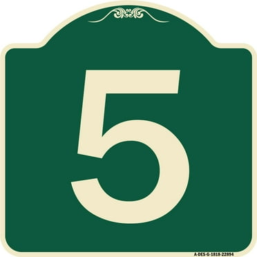SignMission Designer Series Sign - Sign with Number 5 | Green & Tan 18" X 18" Heavy-Gauge Aluminum Architectural Sign | Protect Your Business & Municipality | Made in the USA