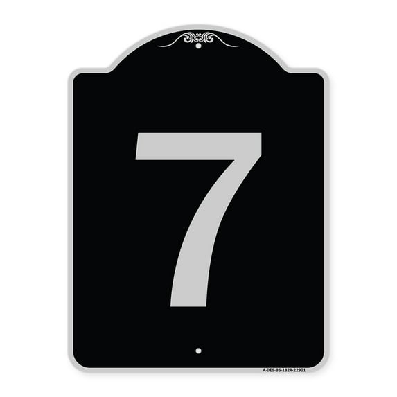 SignMission Designer Series Sign - Sign with Number '7 | Black & Silver 18" x 24" Heavy-Gauge Aluminum Architectural Sign | Protect Your Business & Municipality | Made in the USA