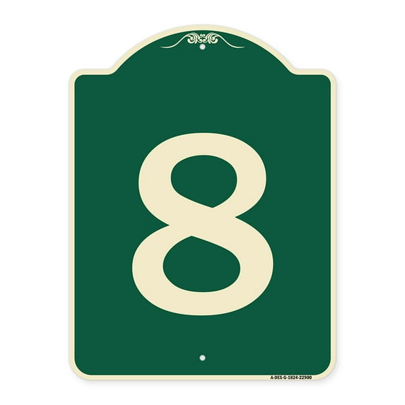 SignMission Designer Series Sign - Sign with Number '8 | Green & Tan 18" x 24" Heavy-Gauge Aluminum Architectural Sign | Protect Your Business & Municipality | Made in the USA