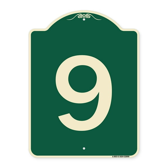 SignMission Designer Series Sign - Sign with Number '9 | Green & Tan 18" x 24" Heavy-Gauge Aluminum Architectural Sign | Protect Your Business & Municipality | Made in the USA
