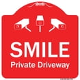 thumbnail image 1 of SignMission Designer Series Sign - Smile Private Driveway With Video Surveillance Camera Graphics | Red & White 18" X 18" Heavy-Gauge Aluminum Architectural Sign | Made in the USA, 1 of 4