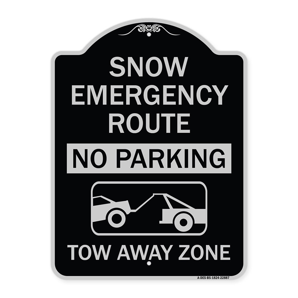 SignMission Designer Series Sign Snow Emergency Route Tow Away Zone