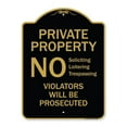 thumbnail image 1 of SignMission A-DES-BG-1824-9946 18 x 24 in. Designer Series Sign - No Soliciting Loitering Trespassing. Violators Will Be Prosecuted, Black & Gold, 1 of 4