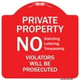 thumbnail image 1 of SignMission Designer Series Sign - No Soliciting Loitering Trespassing. Violators Will Be Prosecuted | Red & White 18" X 18" Heavy-Gauge Aluminum Architectural Sign | Made in the USA, 1 of 4