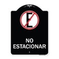 thumbnail image 1 of SignMission Designer Series Sign - Spanish Parking Sign No Estacionar (No Parking) (With Graphic) | Black & White 18" x 24" Heavy-Gauge Aluminum Architectural Sign | Made in the USA, 1 of 4