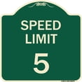 thumbnail image 1 of SignMission Designer Series Sign - Speed Regulation Sign Speed Limit 5 Mph | Green & Tan 18" X 18" Heavy-Gauge Aluminum Architectural Sign | Protect Your Business & Municipality | Made, 1 of 4