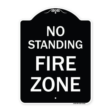 SignMission Designer Series Sign - No Standing Fire Zone | Black & White 18" x 24" Heavy-Gauge Aluminum Architectural Sign | Protect Your Business & Municipality | Made in the USA