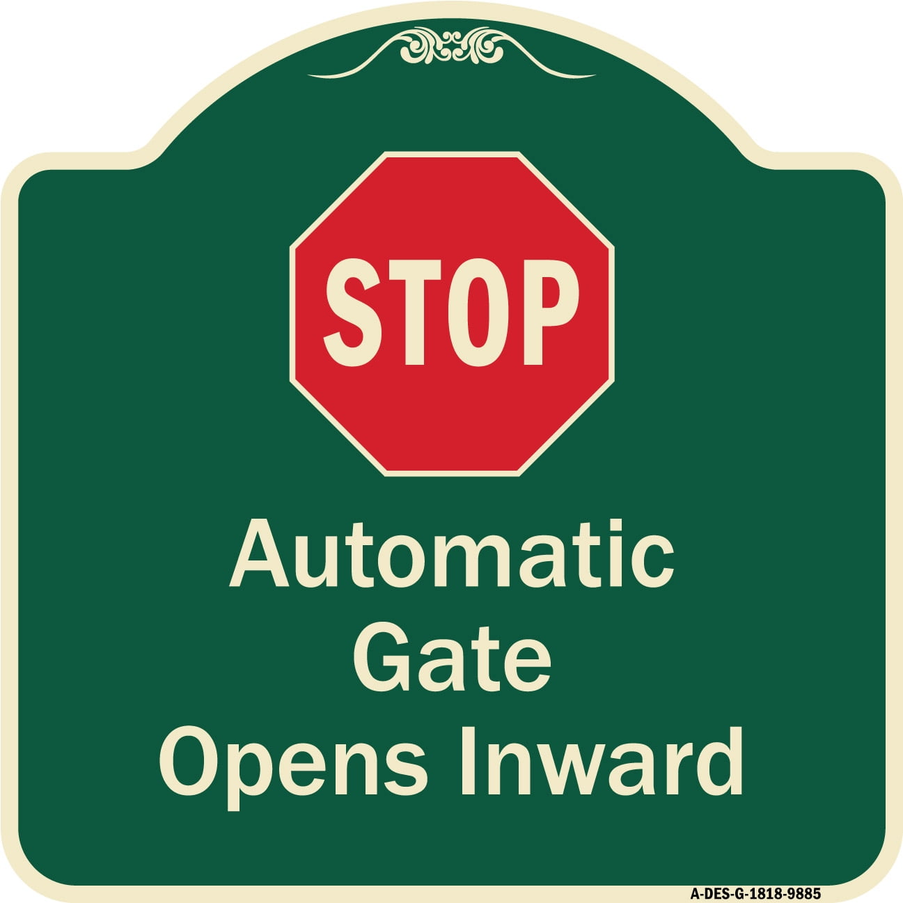 SignMission Designer Series Sign - Stop, Automatic Gate, Opens Inward ...