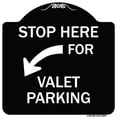 thumbnail image 1 of SignMission Designer Series Sign - Stop Here for Valet Parking (Left Arrow) | Black & White 18" X 18" Heavy-Gauge Aluminum Architectural Sign | Protect Your Business & Municipality |, 1 of 4