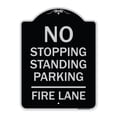thumbnail image 1 of SignMission Designer Series Sign - No Stopping Standing Parking - Fire Lane | Black & Silver 18" x 24" Heavy-Gauge Aluminum Architectural Sign | Made in the USA, 1 of 4