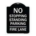 thumbnail image 1 of SignMission Designer Series Sign - No Stopping Standing Parking - Fire Lane | Black & White 18" x 24" Heavy-Gauge Aluminum Architectural Sign | Made in the USA, 1 of 4
