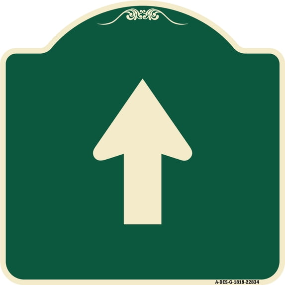 SignMission Designer Series Sign - Straight Thru Sign - Straight Thru (Symbol) Sign | Green & Tan 18" X 18" Heavy-Gauge Aluminum Architectural Sign | Made in the USA
