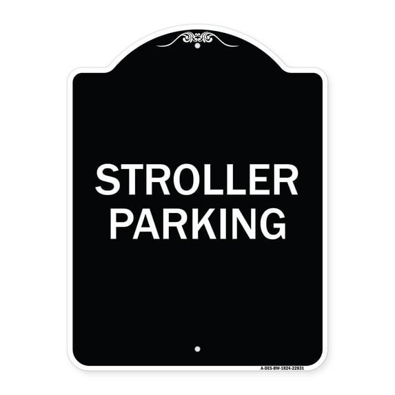 SignMission Designer Series Sign - Stroller Parking | Black & White 18" x 24" Heavy-Gauge Aluminum Architectural Sign | Protect Your Business & Municipality | Made in the USA