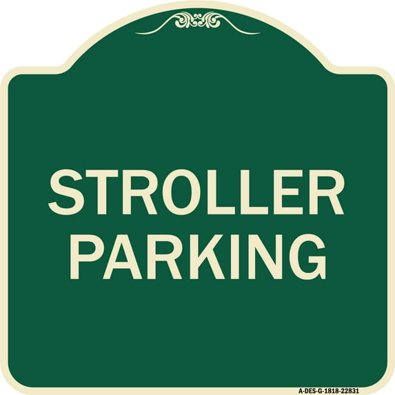 SignMission Designer Series Sign - Stroller Parking | Green & Tan 18" X 18" Heavy-Gauge Aluminum Architectural Sign | Protect Your Business & Municipality | Made in the USA