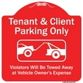 thumbnail image 1 of SignMission Designer Series Sign - Tenant And Client Parking Only Violators Towed Away With Graphic | Red & White 18" X 18" Heavy-Gauge Aluminum Architectural Sign | Made in the USA, 1 of 4