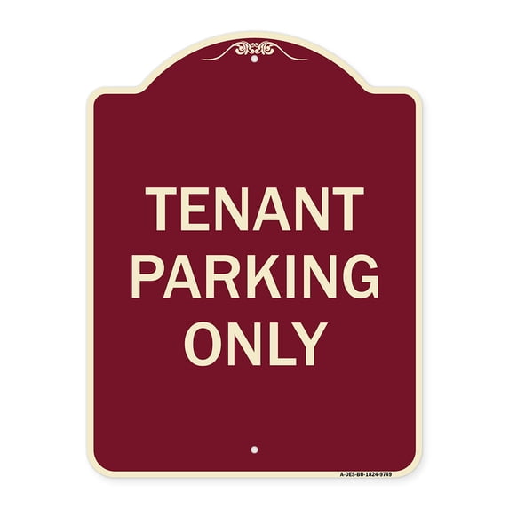 SignMission Designer Series Sign - Tenant Parking Only | Burgundy 18" x 24" Heavy-Gauge Aluminum Architectural Sign | Protect Your Business & Municipality | Made in the USA