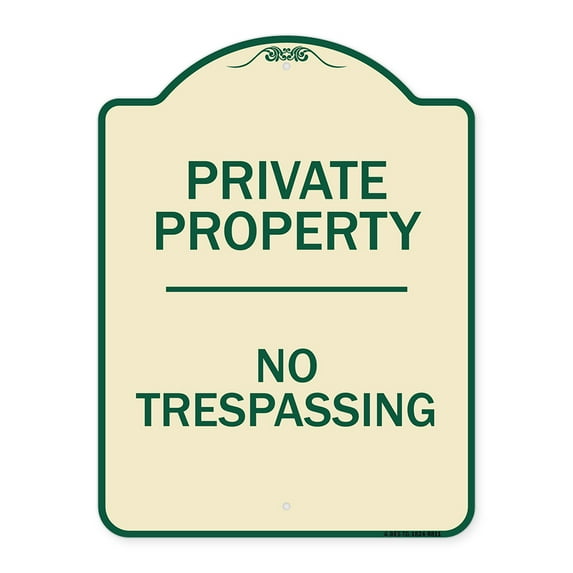 SignMission Designer Series Sign - No Trespassing | Tan & Green 18" x 24" Heavy-Gauge Aluminum Architectural Sign | Protect Your Business & Municipality | Made in the USA