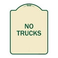 thumbnail image 1 of SignMission Designer Series Sign - Truck Sign No Trucks | Tan & Green 18" x 24" Heavy-Gauge Aluminum Architectural Sign | Protect Your Business & Municipality | Made in the USA, 1 of 4