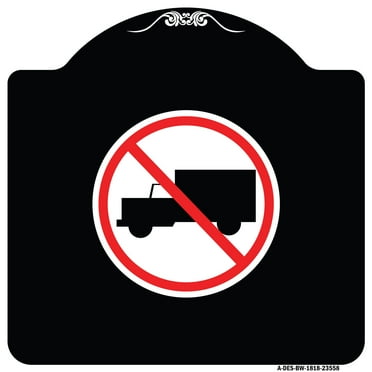 SignMission Designer Series Sign - No Truck Symbol | Black & White 18" X 18" Heavy-Gauge Aluminum Architectural Sign | Protect Your Business & Municipality | Made in the USA