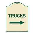 thumbnail image 1 of SignMission Designer Series Sign - Trucks Sign Trucks (With Right Arrow) | Tan & Green 18" x 24" Heavy-Gauge Aluminum Architectural Sign | Protect Your Business & Municipality | Made in, 1 of 4