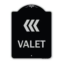 SignMission Designer Series Sign - Valet Left Arrow | Black & Silver 18" x 24" Heavy-Gauge Aluminum Architectural Sign | Protect Your Business & Municipality | Made in the USA