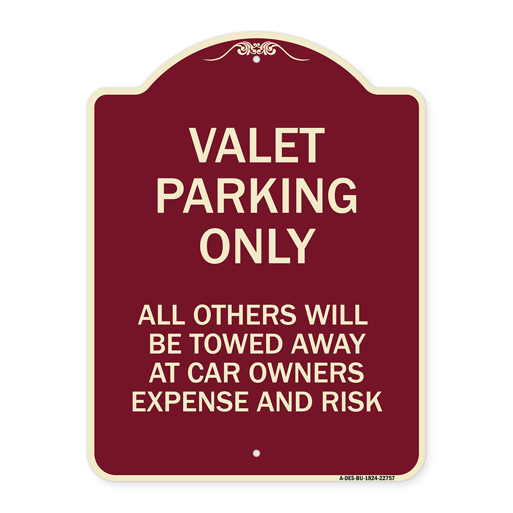 SignMission Designer Series Sign - Valet Parking Only All Others Towed ...