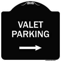 SignMission Designer Series Sign - Valet Parking with Right Arrow | Black & White 18" X 18" Heavy-Gauge Aluminum Architectural Sign | Protect Your Business & Municipality | Made in the