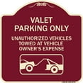 thumbnail image 1 of SignMission Designer Series Sign - Valet Parking Only Unauthorized Vehicles Towed at Owner Expense with Graphic | Burgundy 18" X 18" Heavy-Gauge Aluminum Architectural Sign | Made in, 1 of 4