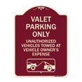 thumbnail image 1 of SignMission Designer Series Sign - Valet Parking Only Unauthorized Vehicles Towed at Owner Expense with Graphic | Burgundy 18" x 24" Heavy-Gauge Aluminum Architectural Sign | Made in, 1 of 4