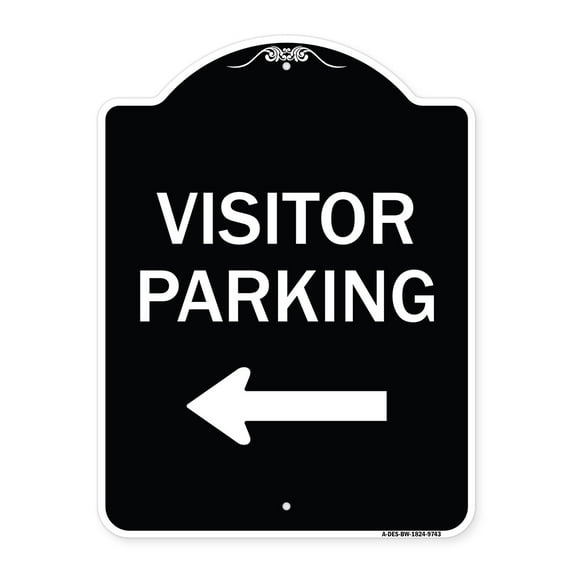 SignMission Designer Series Sign - Visitor Parking Left | Black & White 18" x 24" Heavy-Gauge Aluminum Architectural Sign | Protect Your Business & Municipality | Made in the USA