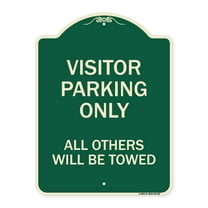 SignMission Designer Series Sign - Visitor Parking Only All Others Will Be Towed | Green & Tan 18" x 24" Heavy-Gauge Aluminum Architectural Sign | Made in the USA