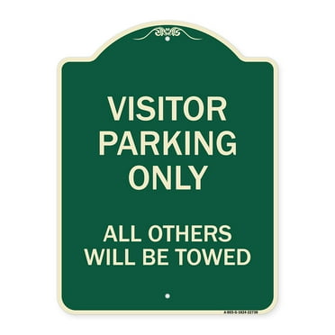 SignMission Designer Series Sign - Visitor Parking Only All Others Will Be Towed | Green & Tan 18" x 24" Heavy-Gauge Aluminum Architectural Sign | Made in the USA