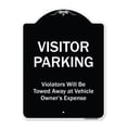 thumbnail image 1 of SignMission Designer Series Sign - Visitor Parking Violators Will Be Towed Away At Vehicle Owner's Expense Black & White 18" X 24" Heavy-Gauge Aluminum Architectural Sign Protect Your, 1 of 4