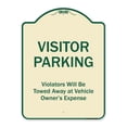 thumbnail image 1 of SignMission Designer Series Sign - Visitor Parking Violators Will Be Towed Away At Vehicle Owner's Expense Tan & Green 18" X 24" Heavy-Gauge Aluminum Architectural Sign Protect Your, 1 of 4