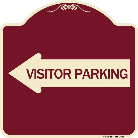 SignMission Designer Series Sign - Visitor Parking (With Left Arrow) | Burgundy 18" X 18" Heavy-Gauge Aluminum Architectural Sign | Protect Your Business & Municipality | Made in the