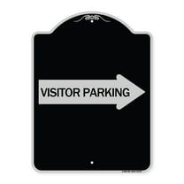 SignMission Designer Series Sign - Visitor Parking (With Right Arrow) | Black & Silver 18" x 24" Heavy-Gauge Aluminum Architectural Sign | Protect Your Business & Municipality | Made in