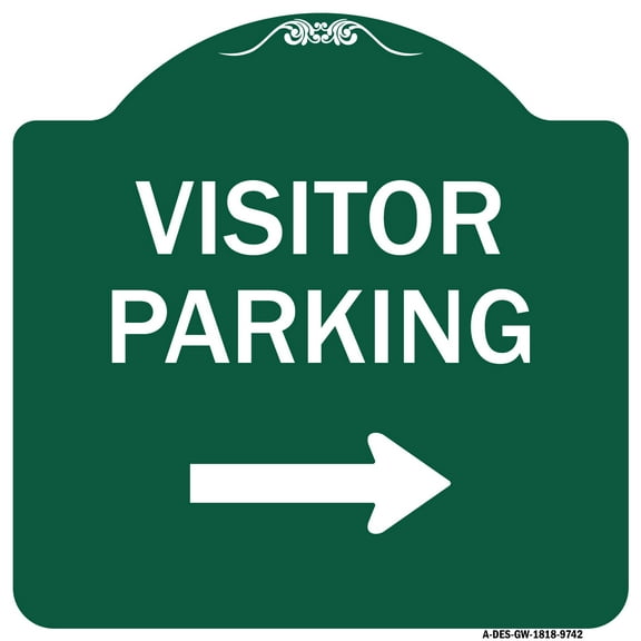 SignMission Designer Series Sign - Visitor Parking (With Right Arrow) | Green & White 18" X 18" Heavy-Gauge Aluminum Architectural Sign | Protect Your Business & Municipality | Made in