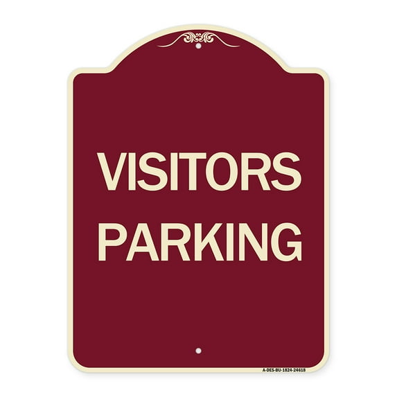 SignMission Designer Series Sign - Visitors Parking | Burgundy 18" x 24" Heavy-Gauge Aluminum Architectural Sign | Protect Your Business & Municipality | Made in the USA