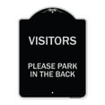 thumbnail image 1 of SignMission Designer Series Sign - Visitors Please Park in the Back | Black & Silver 18" x 24" Heavy-Gauge Aluminum Architectural Sign | Protect Your Business & Municipality | Made in, 1 of 4