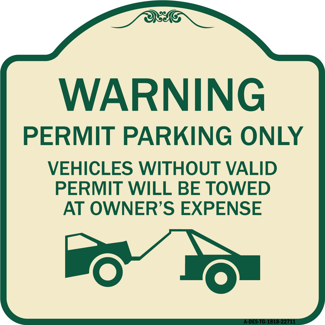 SignMission Designer Series Sign - Warning Permit Parking Only Vehicles ...