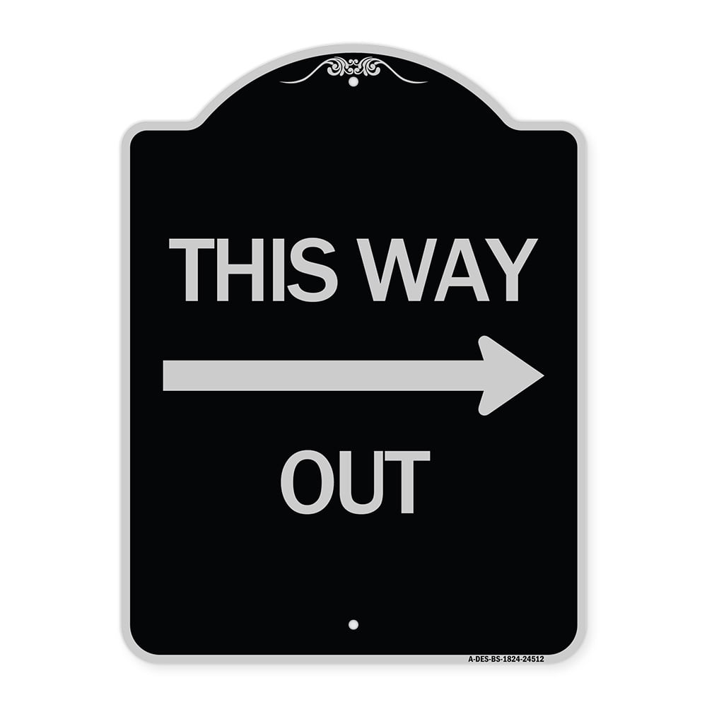 SignMission Designer Series Sign - This Way Out (Right Arrow) | Black ...
