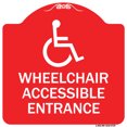 thumbnail image 1 of SignMission Designer Series Sign - Wheelchair Accessible Entrance | Red & White 18" X 18" Heavy-Gauge Aluminum Architectural Sign | Protect Your Business & Municipality | Made in the, 1 of 4