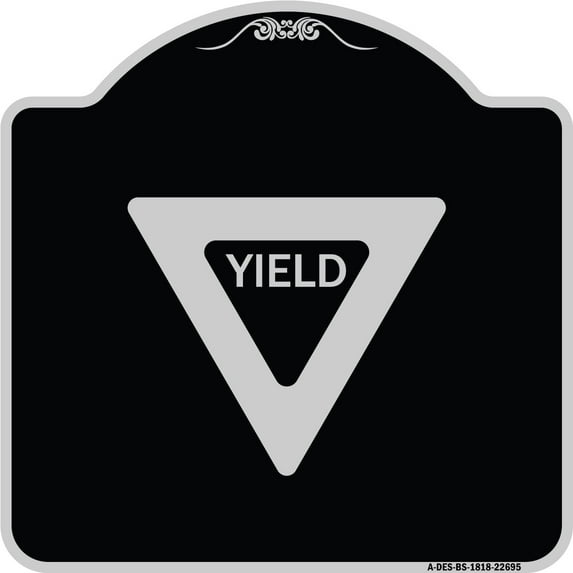 SignMission Designer Series Sign - Yield | Black & Silver 18" X 18" Heavy-Gauge Aluminum Architectural Sign | Protect Your Business & Municipality | Made in the USA