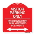 thumbnail image 1 of SignMission Designer Sign - Bilingual Reserved Parking Sign Visitor Parking Only - Estacionamiento Para Visitantes Solamente (With Bidirectional Arrow) | Red & White 18" X 18" Aluminum, 1 of 4