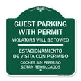 thumbnail image 1 of SignMission Designer Sign - Guest Parking with Permit Violators Will Be Towed - Estacionamento De Visita Con Permiso Coches Sin Permiso Seran Remolcados | Green & White 18" X 18", 1 of 4