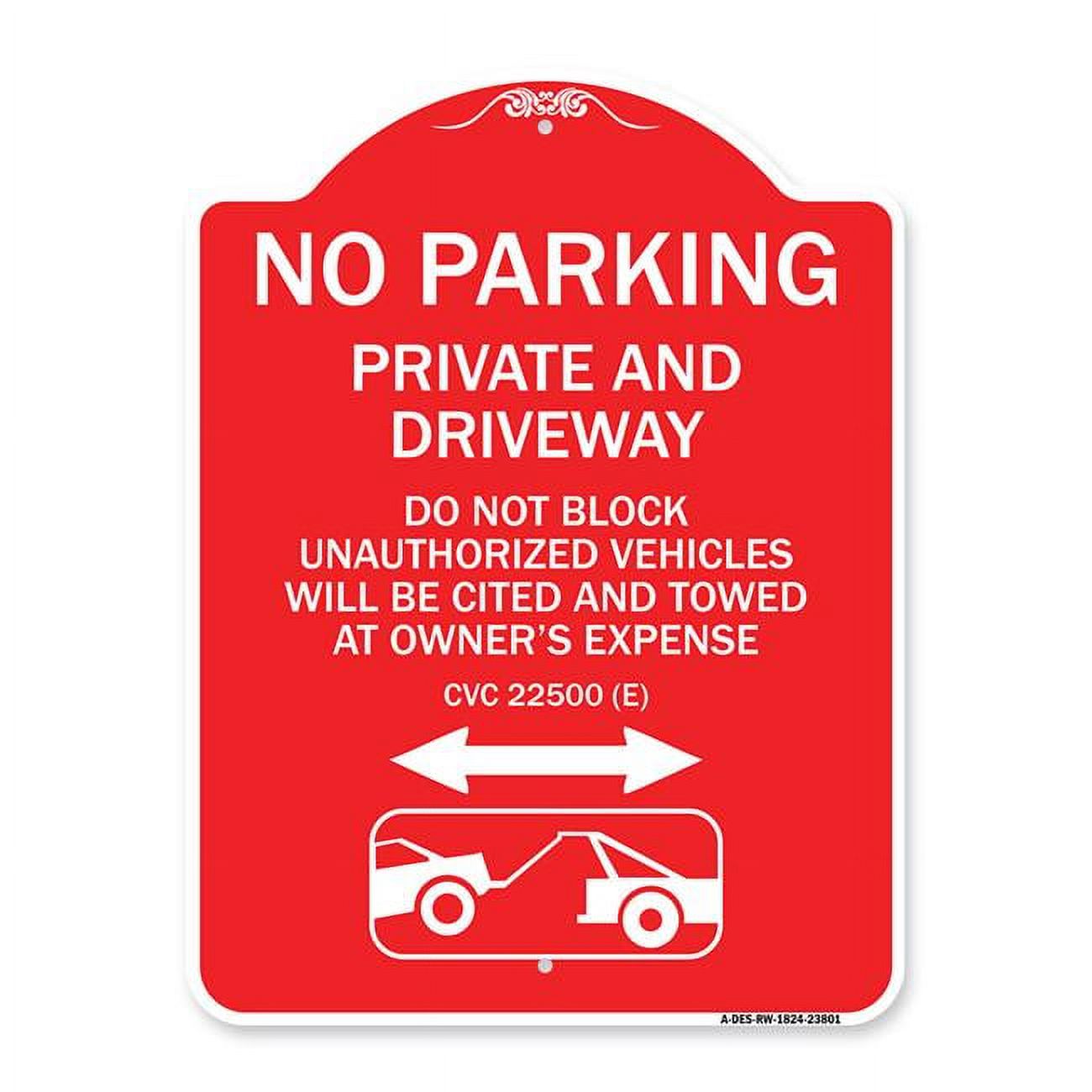 SignMission Designer Sign - No Parking - Private and Active Driveway Do ...