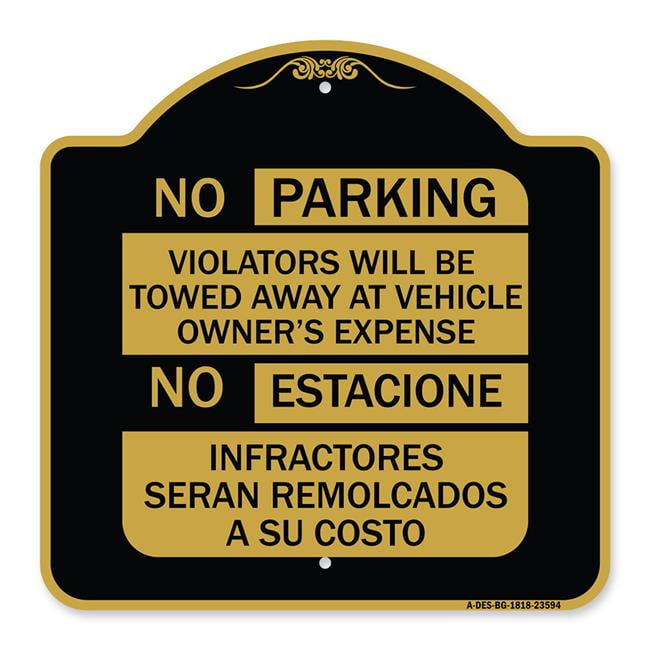 SignMission Designer Sign - No Parking Violators Will Be Towed Away at ...