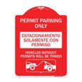 thumbnail image 1 of SignMission Designer Sign - Permit Parking Only - Estacionamiento Solamente Con Permiso. Vehicles Without Permits Will Be Towed (With Car Tow Graphic) | Red & White 18" X 24" Aluminum Sign, 1 of 4